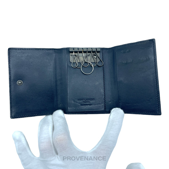 🔴 Saint Laurent Paris SLP Key Card Wallet - Navy Calfskin Leather - Picture 6 of 8